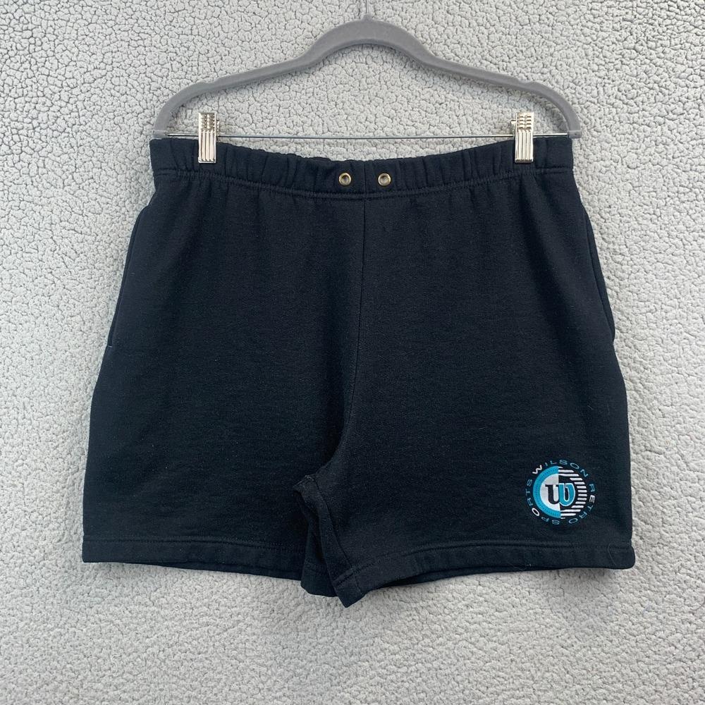 Wilson Sweat Shorts Black Logo Mens Size Large